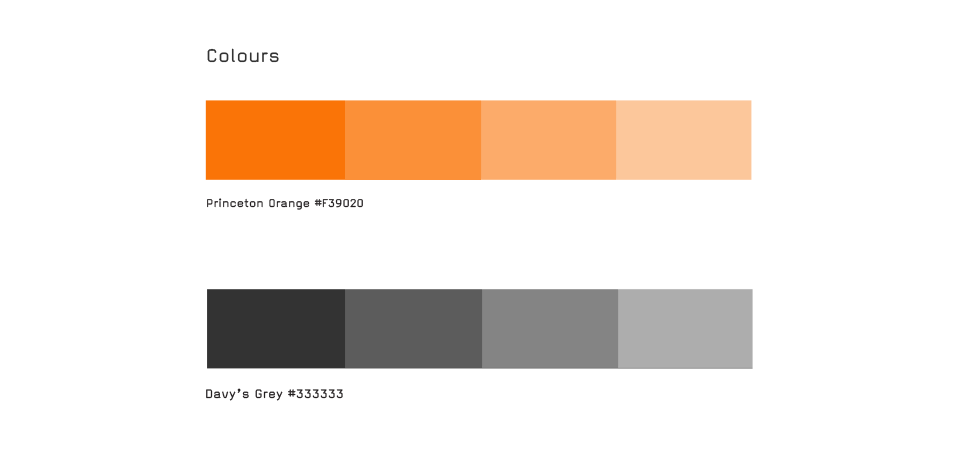 Palette de couleurs utilisée pour l'identité graphique