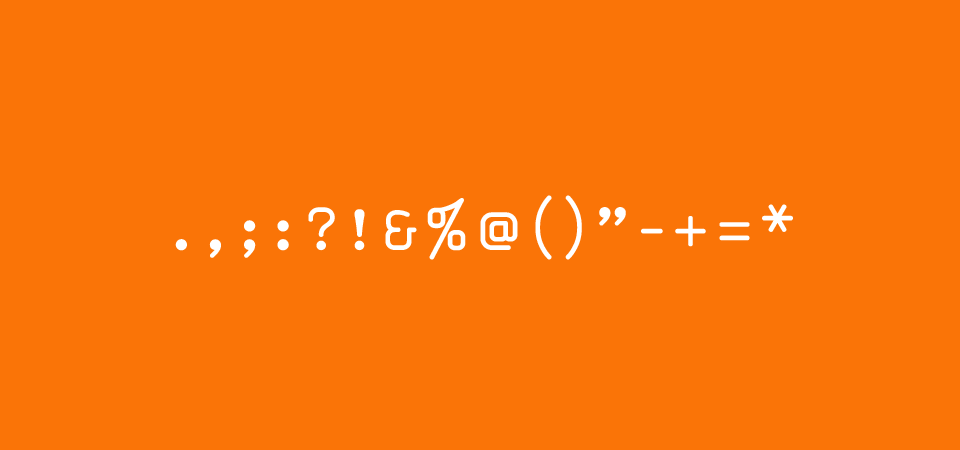 Font for punctuation in orange