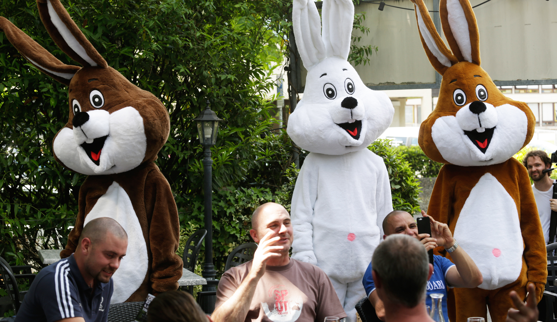 Guerrilla marketing Easter bunnies in Vernier