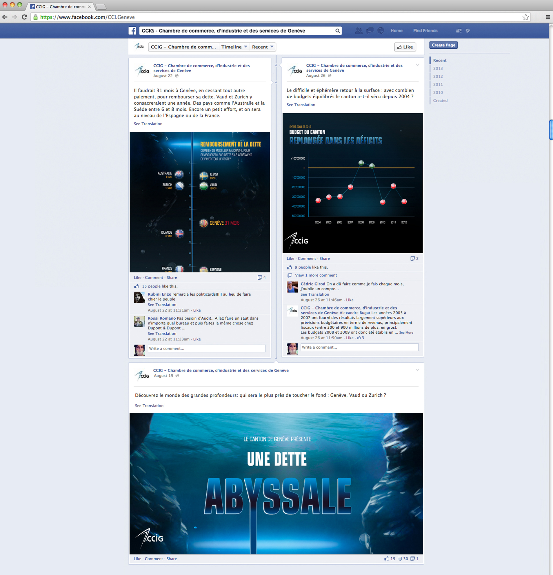 Display of the Abyssal debt on Facebook