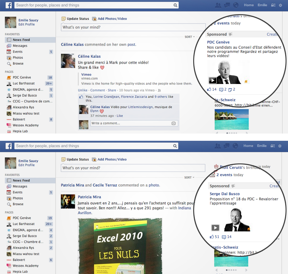 Publicité sur Facebook