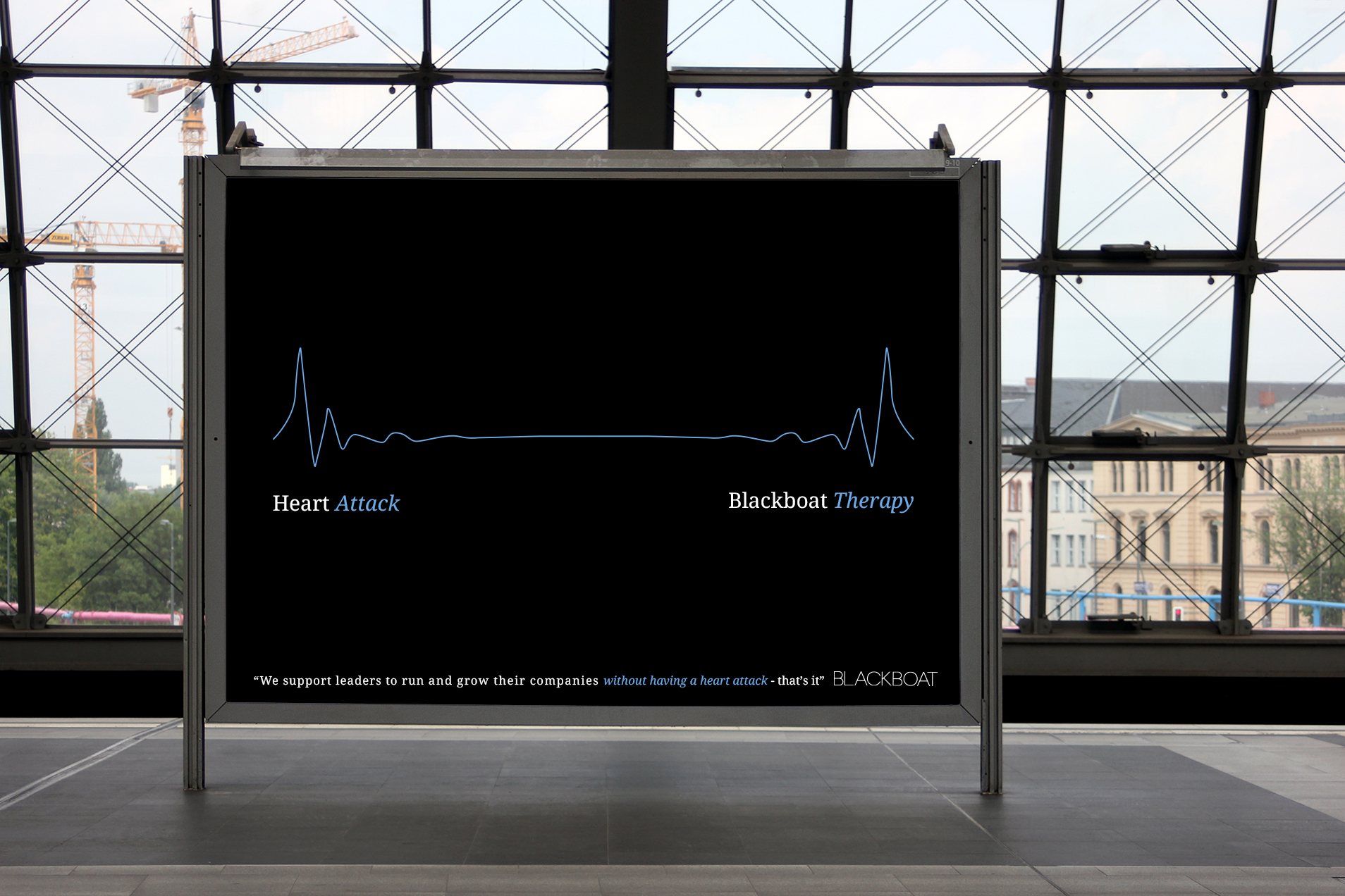 Billboard representing Blackboat's concept according to its new visual identity