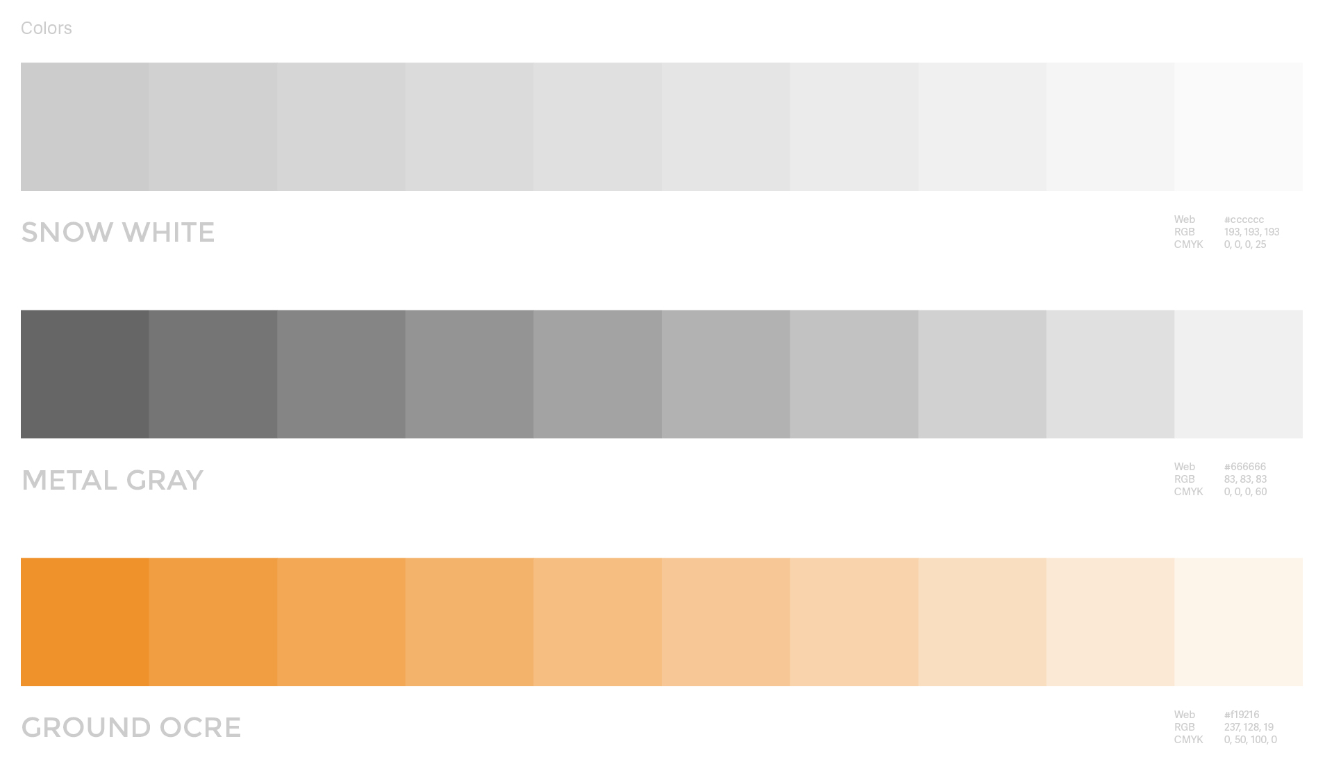 Palette de couleurs utilisée