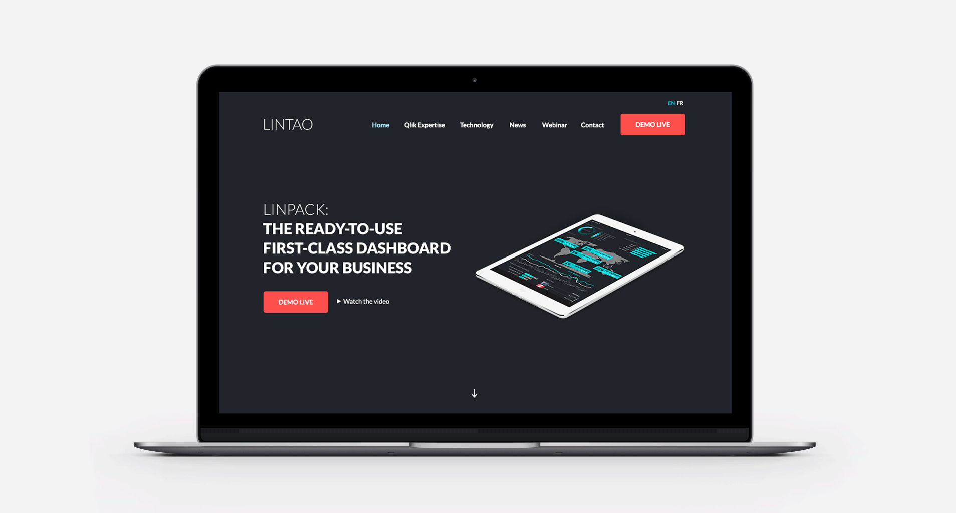 Display of Lintao's new website on laptop