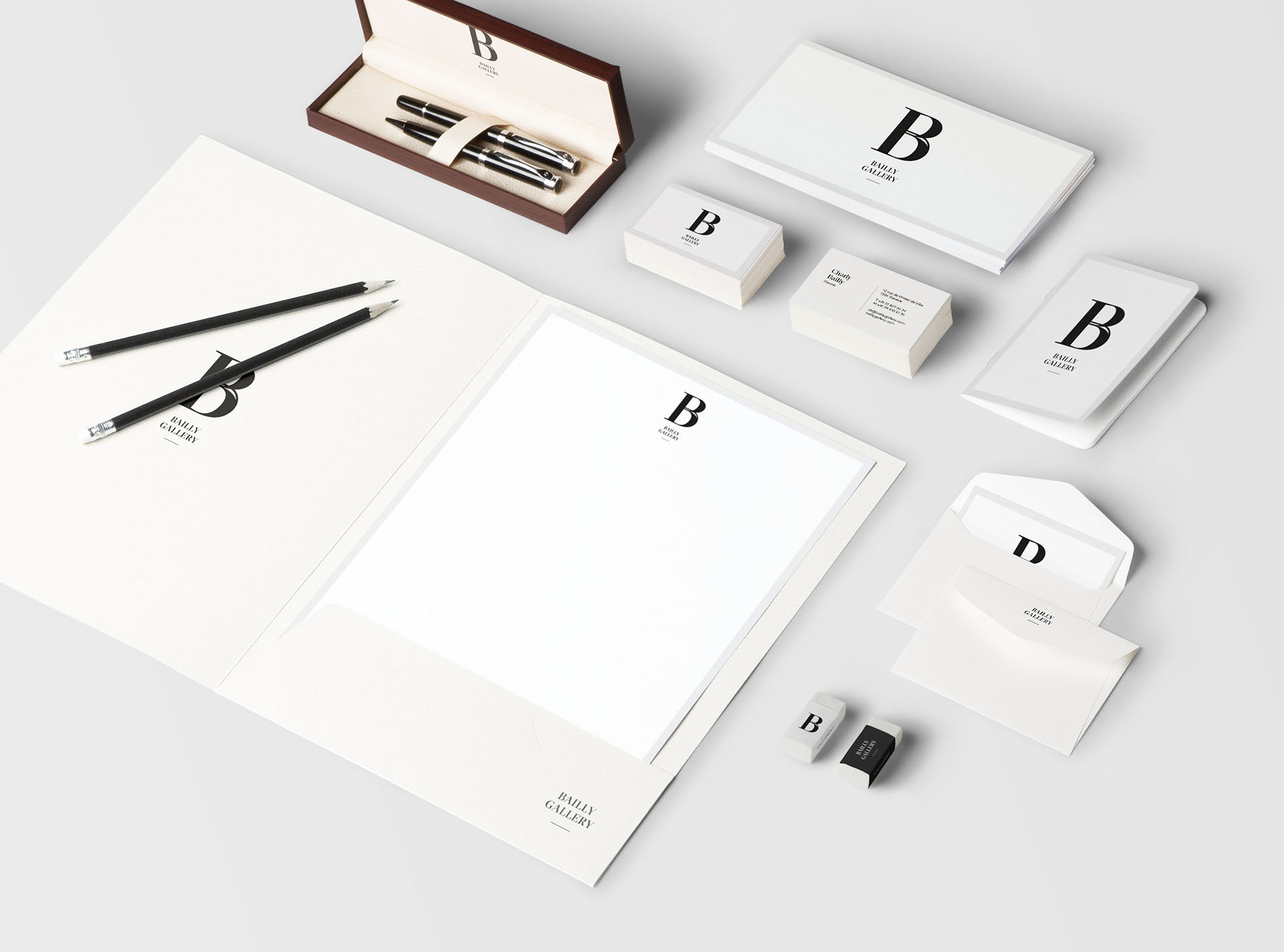 Rebranding with full new stationery for the Bailly Gallery