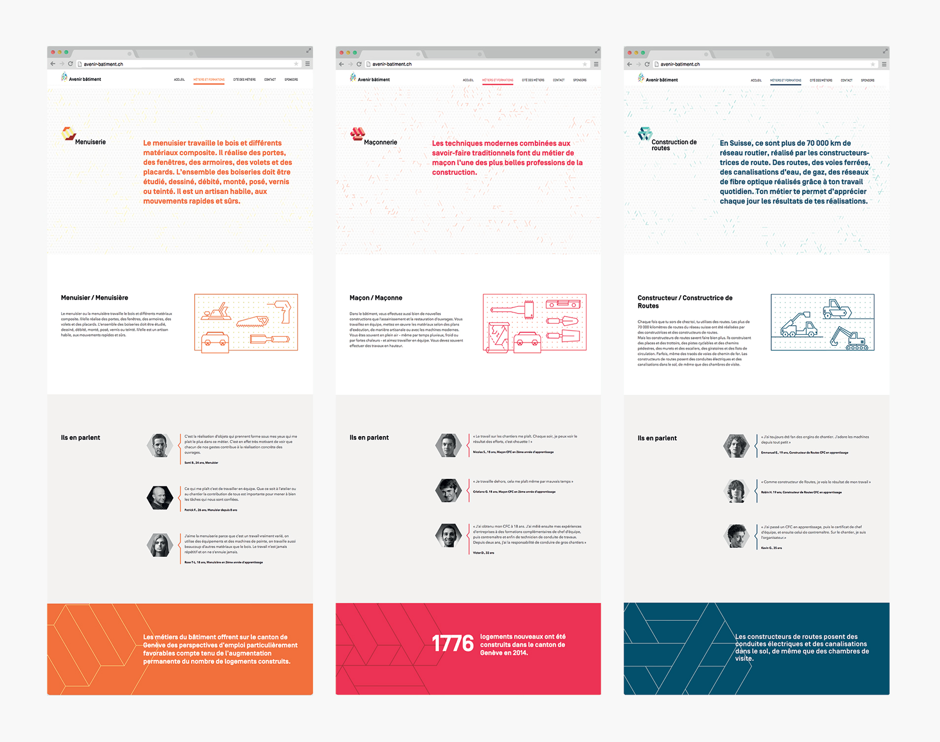 Visuel pages métiers du site internet Avenir Bâtiment