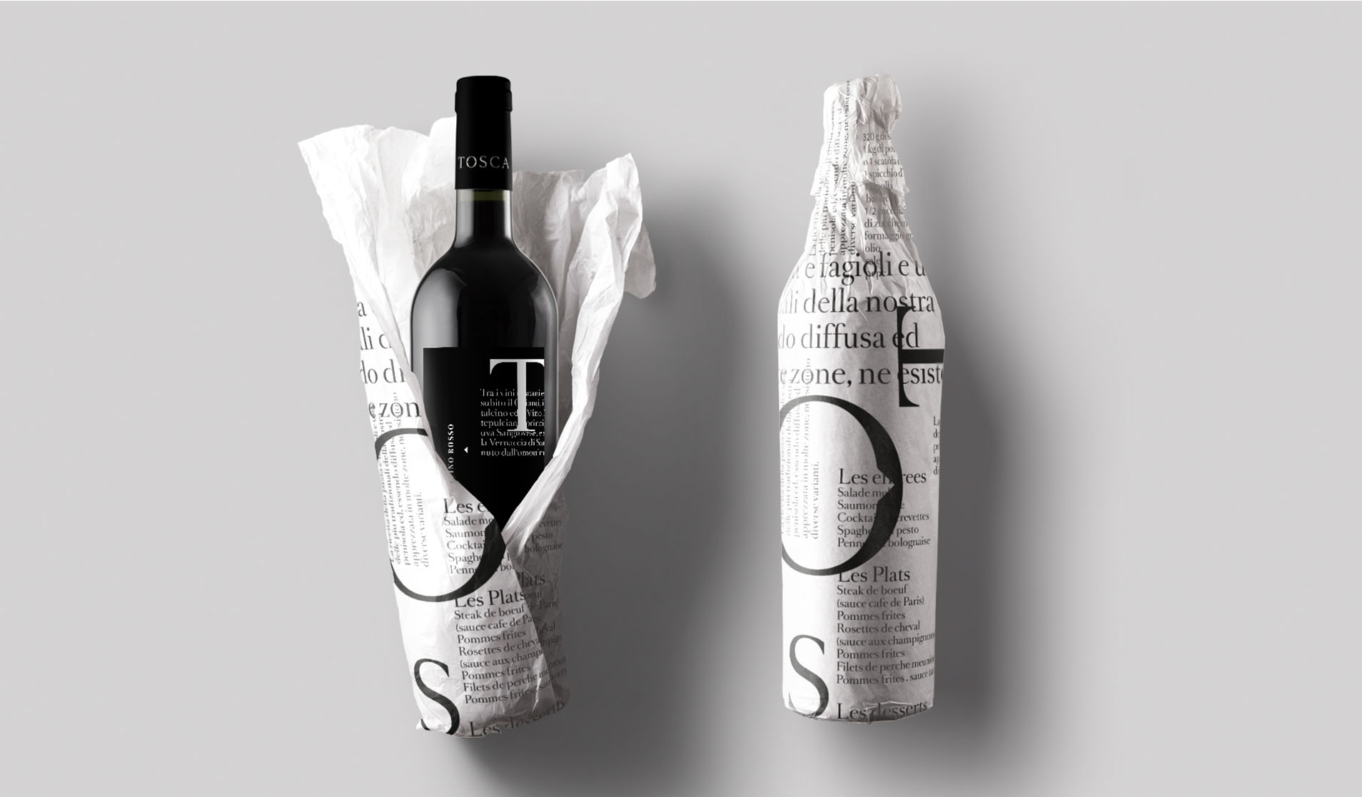 Papier brandé enveloppant une bouteille de vin
