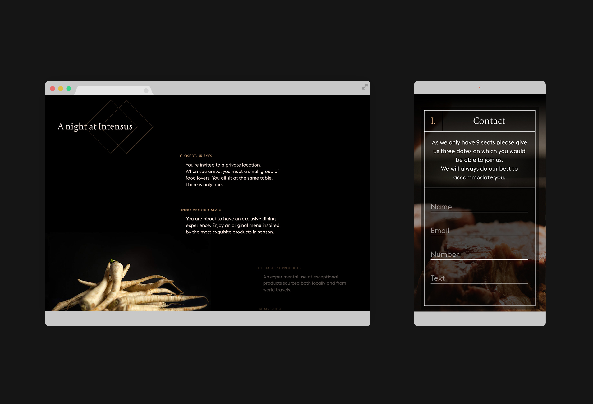 website design for a restaurant