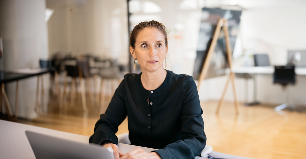 Woman in an office at a desk